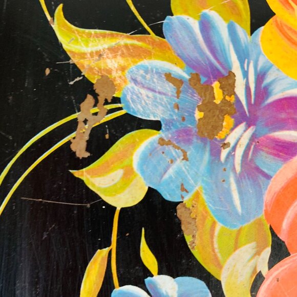 Rustic Floral Metal Serving Tray Decorative VTG Farmhouse Farmers Market Kitchen - Picture 10 of 14